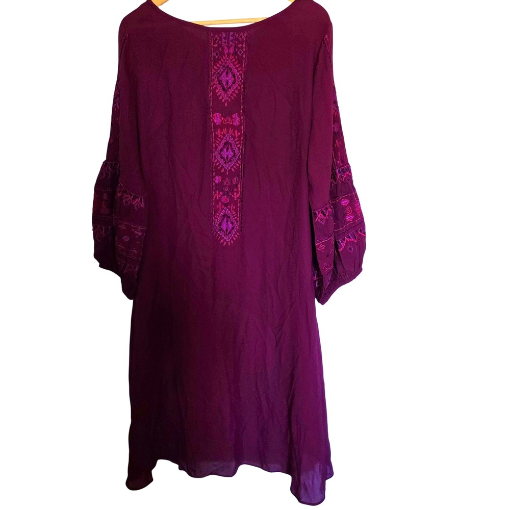 Vintage Collection Plum Embroidered Adele Puff Sleeve Tunic XL Romantic Bohemian - Picture 4 of 12